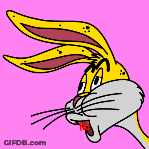 A Cartoon Bunny With The Word No Written In Red GIF