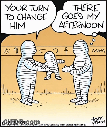 Cartoon Mummies Holding Baby GIF