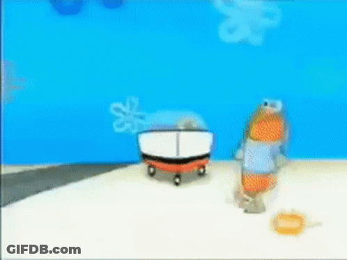 A Cartoon Car Is Driving Down A Road In Front Of A Spongebob Squarepants Background . GIF