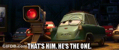 A Cartoon Car With The Words That 'S Him He 'S The One On It GIF
