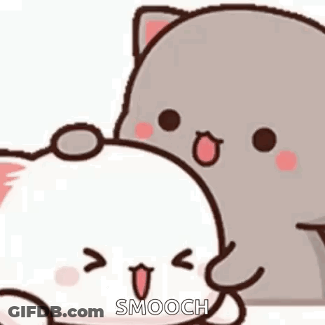 A Cartoon Cat And A Rabbit Are Sitting Next To Each Other . GIF