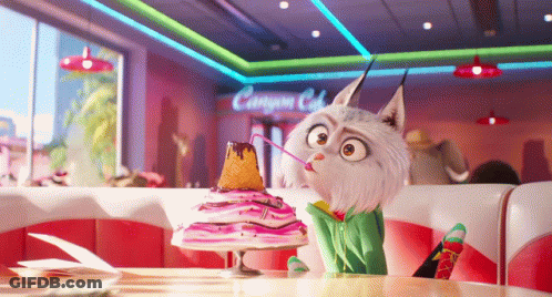 A Cartoon Cat Drinking From A Straw In A Diner GIF