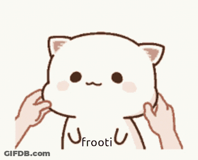 A Cartoon Cat Is Being Petted By A Person 'S Hands And The Word Frooti Is On The Bottom GIF