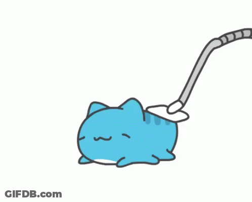 A Cartoon Cat Is Being Vacuumed By A Hose GIF