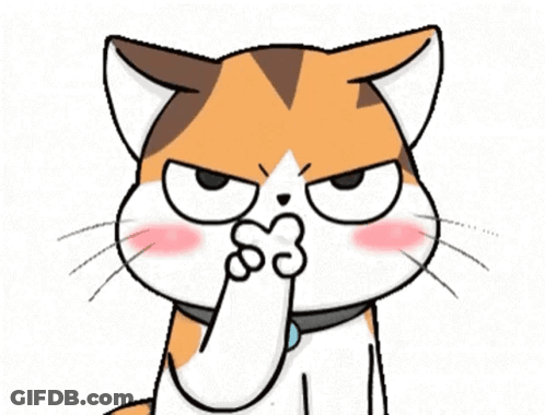 A Cartoon Cat Is Covering His Nose With Its Paw GIF