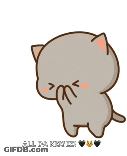 A Cartoon Cat Is Covering Its Face With Its Paw And The Words All Da Kissez Are Below It GIF
