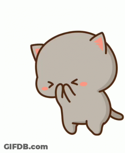 A Cartoon Cat Is Covering Its Mouth With Its Paw . GIF
