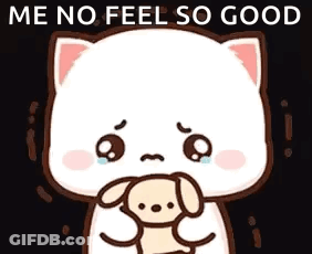 A Cartoon Cat Is Crying While Holding A Dog . GIF