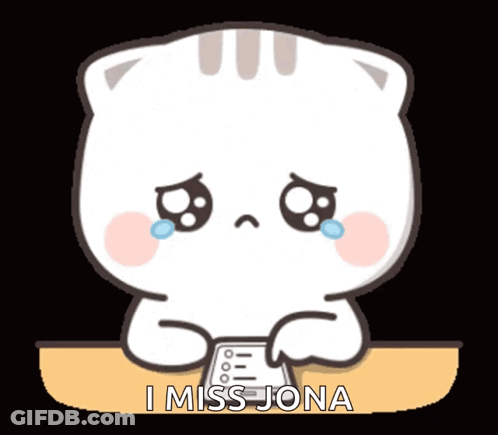 A Cartoon Cat Is Crying While Holding A Piece Of Paper That Says I Miss Jona . GIF