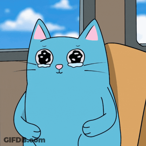 A Cartoon Cat Is Crying With Tears Coming Out Of His Eyes GIF