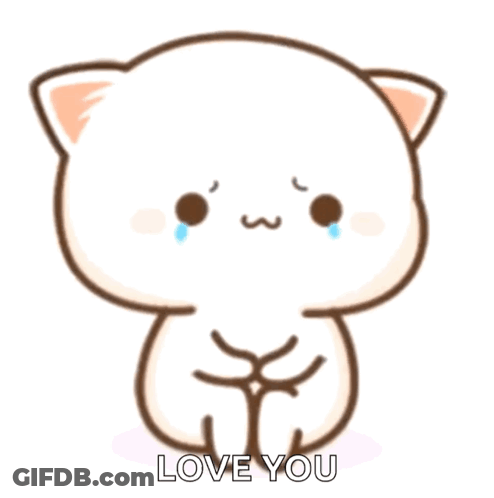 A Cartoon Cat Is Crying With Tears Coming Out Of Its Eyes And The Words " Love You " Written Below It GIF