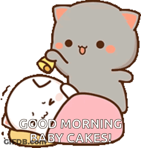 A Cartoon Cat Is Feeding A Baby A Banana And Says Good Morning Baby Cakes ! GIF