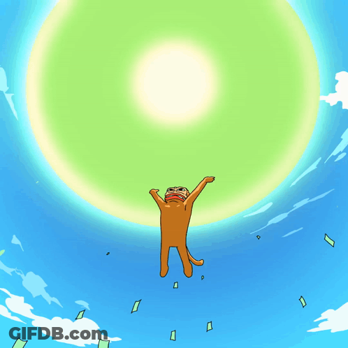 A Cartoon Cat Is Flying Through The Air With A Green Circle In The Background GIF