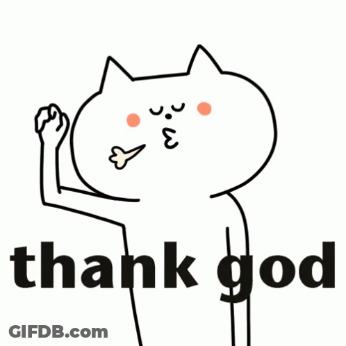 A Cartoon Cat Is Giving A Thumbs Up With The Words Thank God Behind It GIF