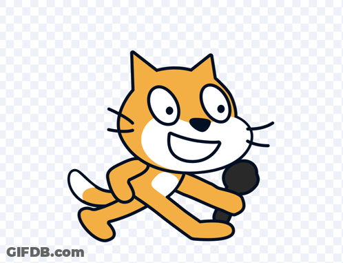 A Cartoon Cat Is Holding A Black Microphone GIF