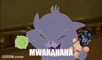 A Cartoon Cat Is Holding A Bone With The Words Mwahaha Written Below It GIF