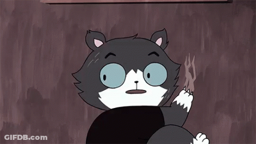 A Cartoon Cat Is Holding A Broom And Saying Bad ! Bad ! GIF