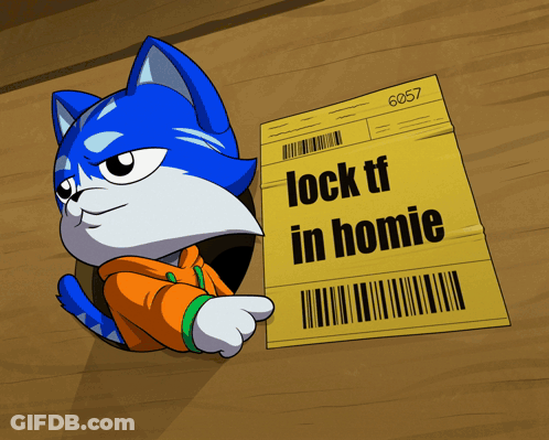 A Cartoon Cat Is Holding A Card That Says " Lock Tf In Homie " GIF