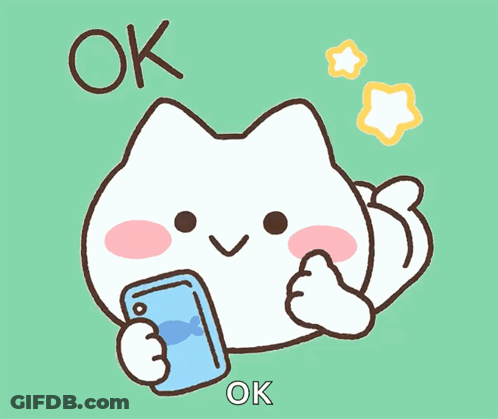 A Cartoon Cat Is Holding A Cell Phone And Giving A Thumbs Up Sign GIF
