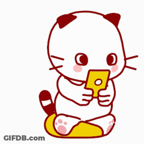 A Cartoon Cat Is Holding A Cell Phone And Says Yes ! GIF