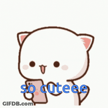 A Cartoon Cat Is Holding A Cell Phone And The Words So Cuteee Are Below It GIF