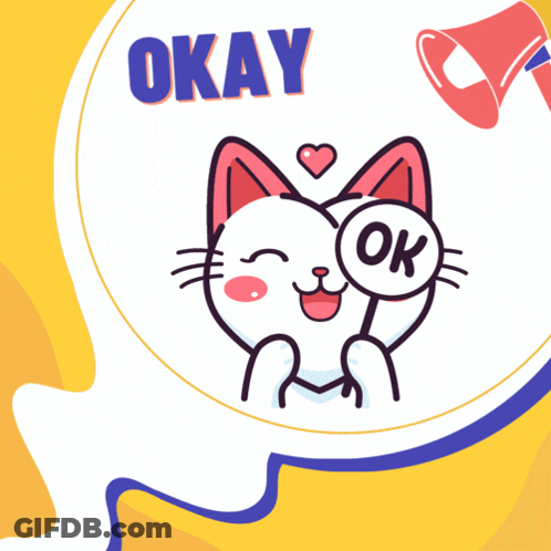 A Cartoon Cat Is Holding A Magnifying Glass With The Word Ok On It GIF