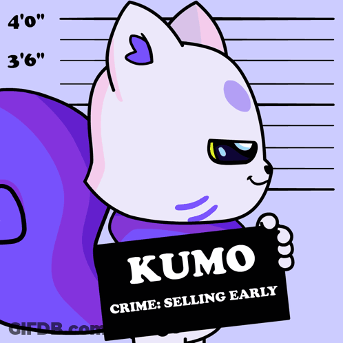 A Cartoon Cat Is Holding A Sign That Says Kumo GIF