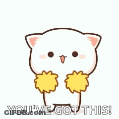 A Cartoon Cat Is Holding Yellow Pom Poms In Its Paws And Saying `` You 'Ve Got This '' . GIF