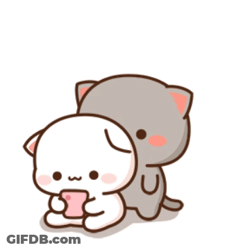 Cartoon Cat Hugging Smaller Cat With Heart GIF