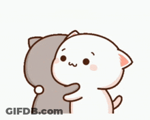 A Cartoon Cat Is Hugging Another Cat . GIF