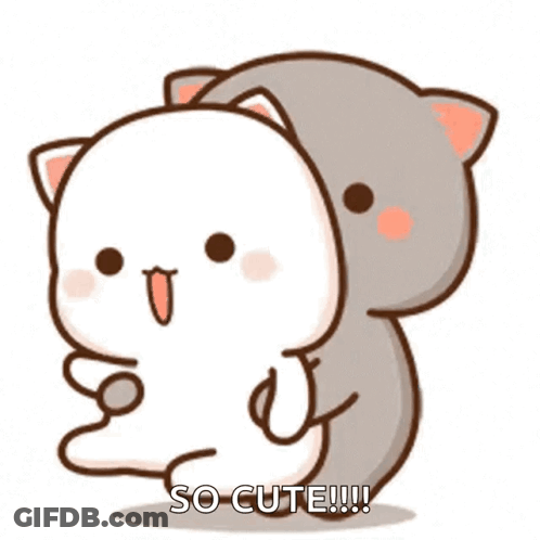 A Cartoon Cat Is Hugging Another Cat . GIF