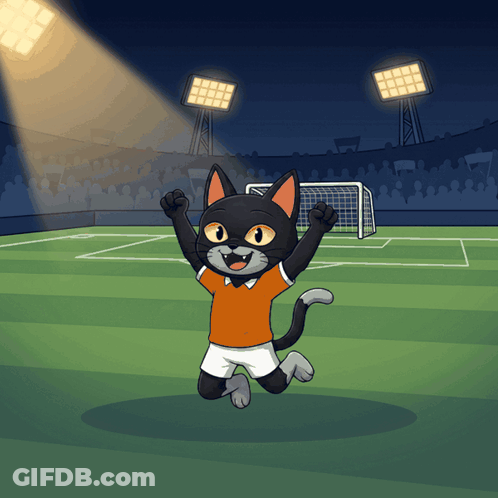 A Cartoon Cat Is Jumping In The Air While Wearing A Soccer Uniform GIF