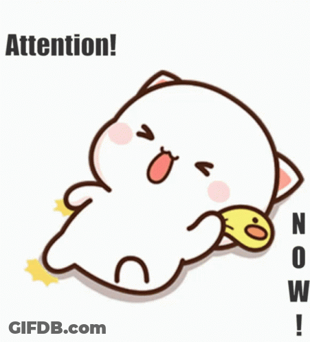A Cartoon Cat Is Kicking A Yellow Duck With The Words Attention Now Written Below It GIF