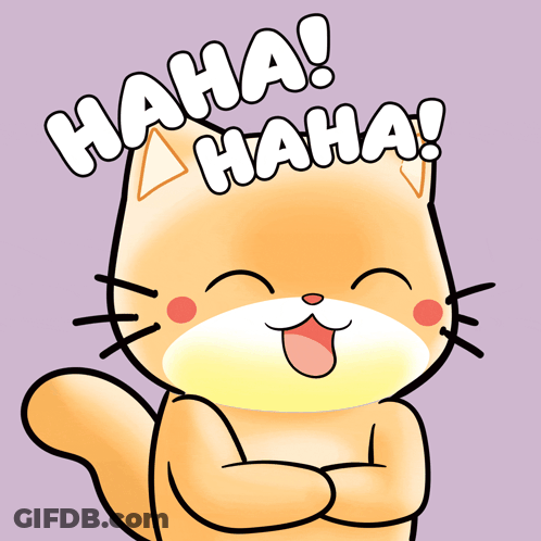 A Cartoon Cat Is Laughing And Says Haha GIF