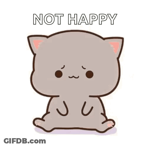 A Cartoon Cat Is Laying Down On The Ground And Says `` Not Happy '' . GIF