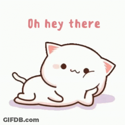A Cartoon Cat Is Laying Down With The Words `` Oh Hey There '' Written On It . GIF