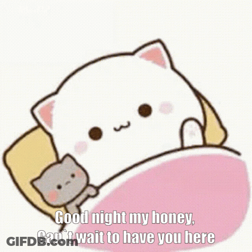 A Cartoon Cat Is Laying In A Bed With A Gray Cat And A Pink Blanket . GIF
