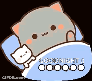 A Cartoon Cat Is Laying In A Bed With A Pillow And A Teddy Bear . GIF