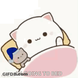 A Cartoon Cat Is Laying In A Bed With A Teddy Bear And A Santa Hat On . GIF