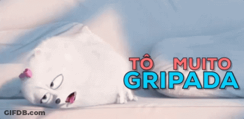 A Cartoon Cat Is Laying On A Bed With The Words To Muito Gripada Below It GIF