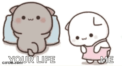A Cartoon Cat Is Laying On A Pillow And A Cartoon Cat Is Standing Next To It . GIF