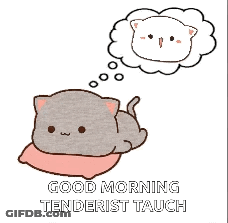 Cartoon Cat Laying On Pink Pillow Thinking Of White Cat GIF