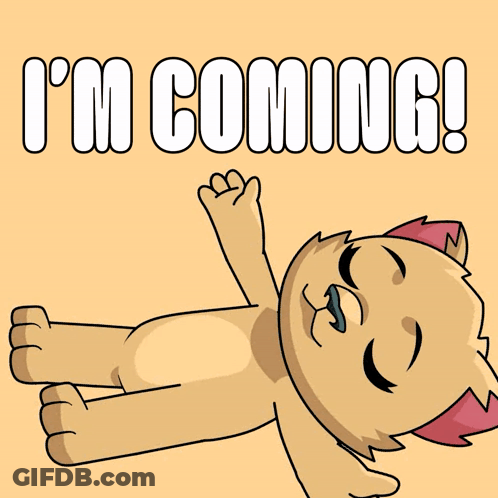 A Cartoon Cat Is Laying On Its Back With The Words I 'M Coming Behind It GIF