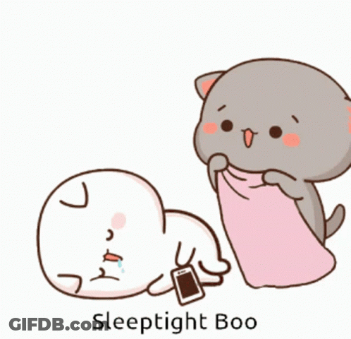 A Cartoon Cat Is Laying On Top Of A White Circle With The Words Sleeptight Boo Below It GIF