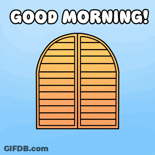A Cartoon Cat Is Looking Out Of An Open Window And The Words Good Morning Are Above It GIF