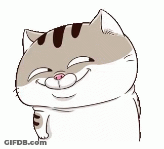 A Cartoon Cat Is Making A Funny Face With Its Eyes Closed . GIF