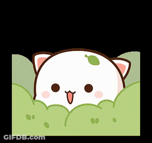 Cartoon Cat Peeking From Behind Bush GIF