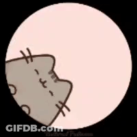 A Cartoon Cat Is Peeking Out Of A Circle On A White Background . GIF