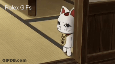 A Cartoon Cat Is Peeking Out Of A Doorway With The Words Rolex Gifs Written Above It GIF