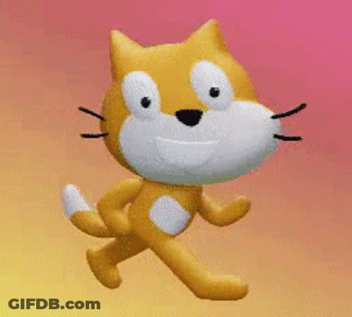 A Cartoon Cat Is Running In Front Of A Pink Background GIF